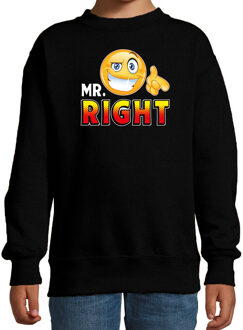 Bellatio Decorations Funny emoticon sweater Mr. Right zwart kids 12-13 jaar (152/164)