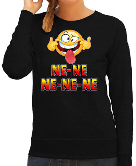 Bellatio Decorations Funny emoticon sweater Ne ne ne ne ne zwart dames 2XL