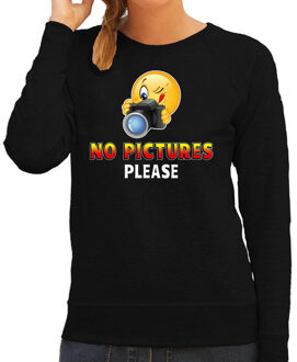 Bellatio Decorations Funny emoticon sweater No pictures please zwart dames XS