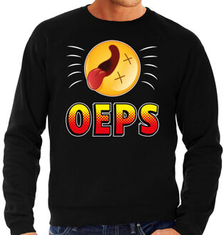 Bellatio Decorations Funny emoticon sweater Oeps zwart heren L (52)