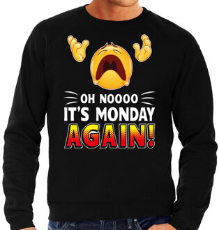 Bellatio Decorations Funny emoticon sweater Oh nooo its monday again zwart heren 2XL (56)