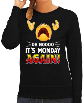 Bellatio Decorations Funny emoticon sweater Oh noooo its monday again zwart dames 2XL