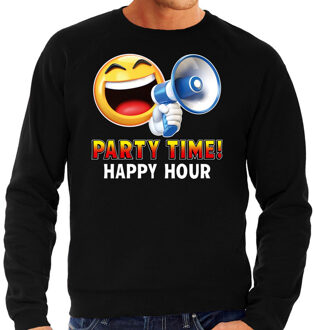 Bellatio Decorations Funny emoticon sweater Party time happy hour zwart heren 2XL (56)