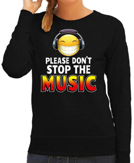 Bellatio Decorations Funny emoticon sweater Please dont stop the music zwart dames 2XL