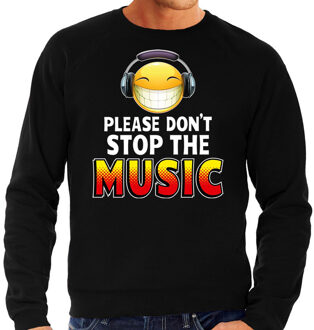 Bellatio Decorations Funny emoticon sweater Please dont stop the music zwart here 2XL (56)