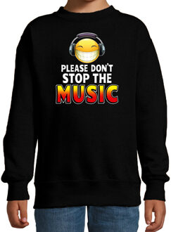 Bellatio Decorations Funny emoticon sweater Please dont stop the music zwart kids 12-13 jaar (152/164)