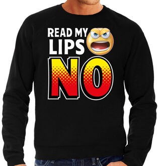 Bellatio Decorations Funny emoticon sweater Read my lips NO zwart heren 2XL (56)