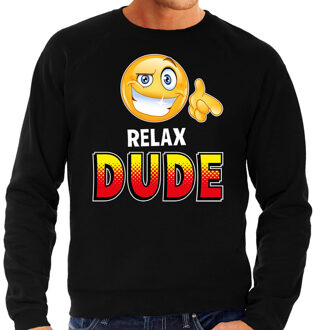 Bellatio Decorations Funny emoticon sweater Relax dude zwart heren 2XL (56)