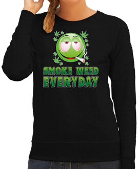 Bellatio Decorations Funny emoticon sweater Smoke weed every day zwart dames XS