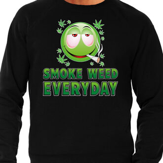 Bellatio Decorations Funny emoticon sweater Smoke weed every day zwart heren 2XL (56)