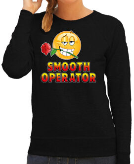 Bellatio Decorations Funny emoticon sweater Smooth operator zwart dames XS