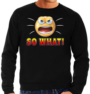 Bellatio Decorations Funny emoticon sweater So What zwart heren 2XL (56)