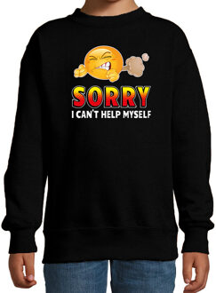 Bellatio Decorations Funny emoticon sweater Sorry i cant help myself zwart kids 12-13 jaar (152/164)