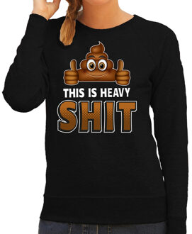 Bellatio Decorations Funny emoticon sweater This is heavy SHIT zwart dames 2XL