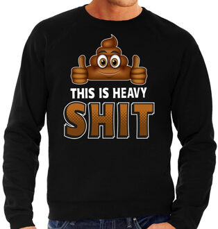 Bellatio Decorations Funny emoticon sweater This is heavy shit zwart heren 2XL (56)