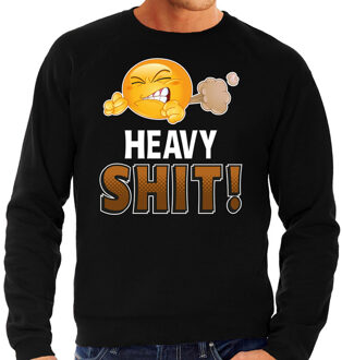 Bellatio Decorations Funny emoticon sweater - This is heavy shit - zwart - heren - poep - scheten laten