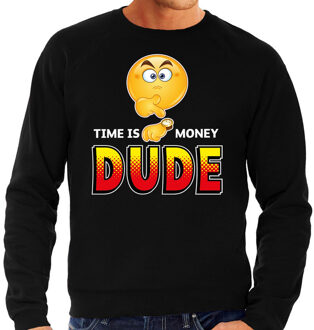 Bellatio Decorations Funny emoticon sweater Time is money dude zwart heren 2XL (56)