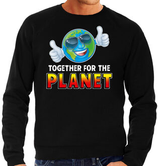 Bellatio Decorations Funny emoticon sweater Together the planet zwart heren 2XL (56)