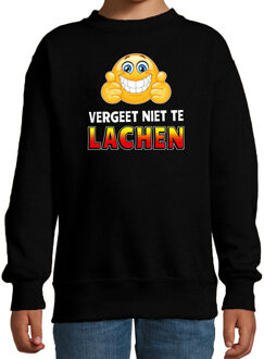 Bellatio Decorations Funny emoticon sweater Vergeet niet te lachen zwart kids 12-13 jaar (152/164)