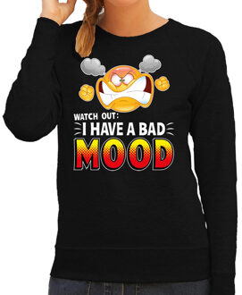 Bellatio Decorations Funny emoticon sweater Watch out I have a bad mood zwart dames 2XL