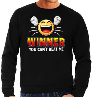 Bellatio Decorations Funny emoticon sweater Winner you cant beat me zwart heren 2XL (56)