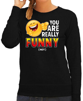 Bellatio Decorations Funny emoticon sweater You are really funny zwart dames 2XL