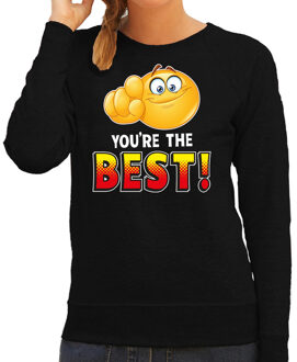 Bellatio Decorations Funny emoticon sweater You are the best zwart dames M