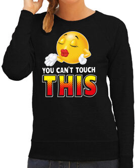 Bellatio Decorations Funny emoticon sweater You cant touch this zwart dames