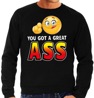 Bellatio Decorations Funny emoticon sweater You got a great ass zwart heren 2XL (56)