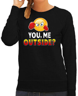 Bellatio Decorations Funny emoticon sweater You me outside zwart dames XS