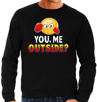 Bellatio Decorations Funny emoticon sweater You me outside zwart heren