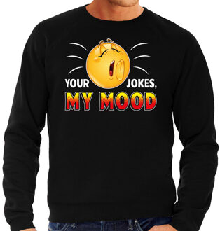 Bellatio Decorations Funny emoticon sweater Your jokes my mood zwart heren 2XL (56)