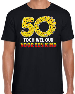 Bellatio Decorations Funny emoticon t-shirt 50 Toch wel oud voor een kind zwart heren 2XL