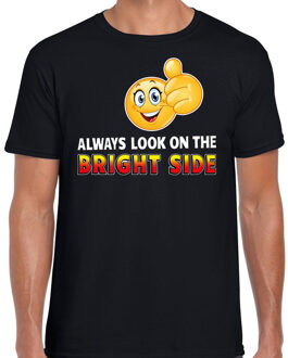 Bellatio Decorations Funny emoticon t-shirt Always look on the bright side zwart here