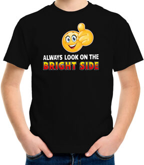 Bellatio Decorations Funny emoticon t-shirt Always look on the bright side zwart kids S (122-128)