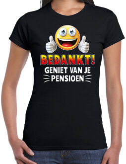 Bellatio Decorations Funny emoticon t-shirt bedankt geniet van je pensioen zwart dame XS