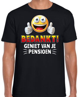 Bellatio Decorations Funny emoticon t-shirt bedankt geniet van je pensioen zwart voor 2XL