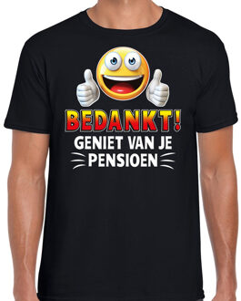Bellatio Decorations Funny emoticon t-shirt bedankt geniet van je pensioen zwart voor