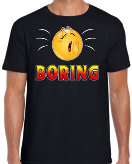 Bellatio Decorations Funny emoticon t-shirt boring zwart voor heren 2XL