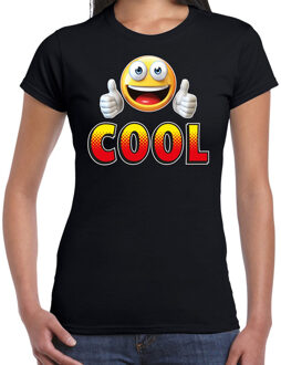 Bellatio Decorations Funny emoticon t-shirt Cool zwart dames XS