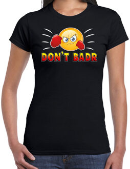 Bellatio Decorations Funny emoticon t-shirt dont Badr zwart voor dames 2XL