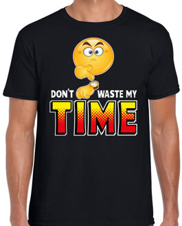 Bellatio Decorations Funny emoticon t-shirt dont waste my time zwart voor heren S