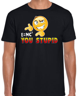 Bellatio Decorations Funny emoticon t-shirt E is MC you stupid zwart heren 2XL