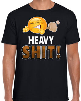 Bellatio Decorations Funny emoticon t-shirt heavy shit zwart voor heren 2XL