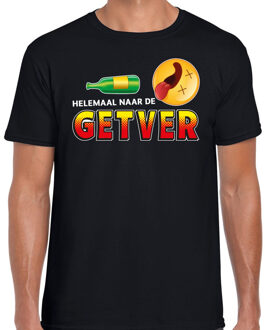 Bellatio Decorations Funny emoticon t-shirt helemaal naar de getver zwart voor heren S