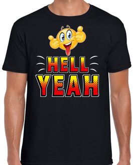 Bellatio Decorations Funny emoticon t-shirt Hell yeah zwart heren 2XL