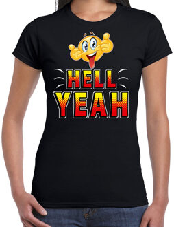 Bellatio Decorations Funny emoticon t-shirt Hell yeah zwart voor 2XL