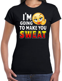 Bellatio Decorations Funny emoticon t-shirt I am going to make you sweat zwart dames