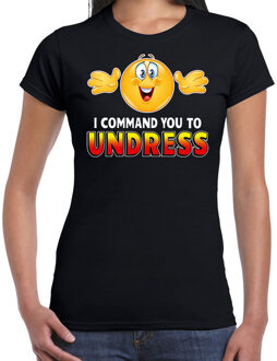 Bellatio Decorations Funny emoticon t-shirt I command you undress zwart voor dames 2XL