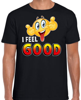 Bellatio Decorations Funny emoticon t-shirt I feel good zwart heren 2XL